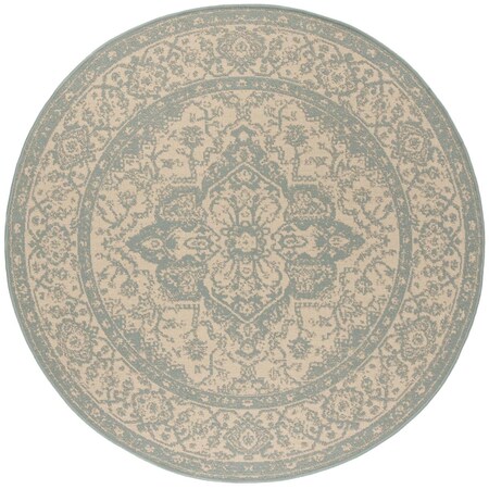 Safavieh 6 ft. 7 in. x 6 ft. 7 in. Linden 100 Contemporary Round Area Rug Cream & Aqua LND173L-6R